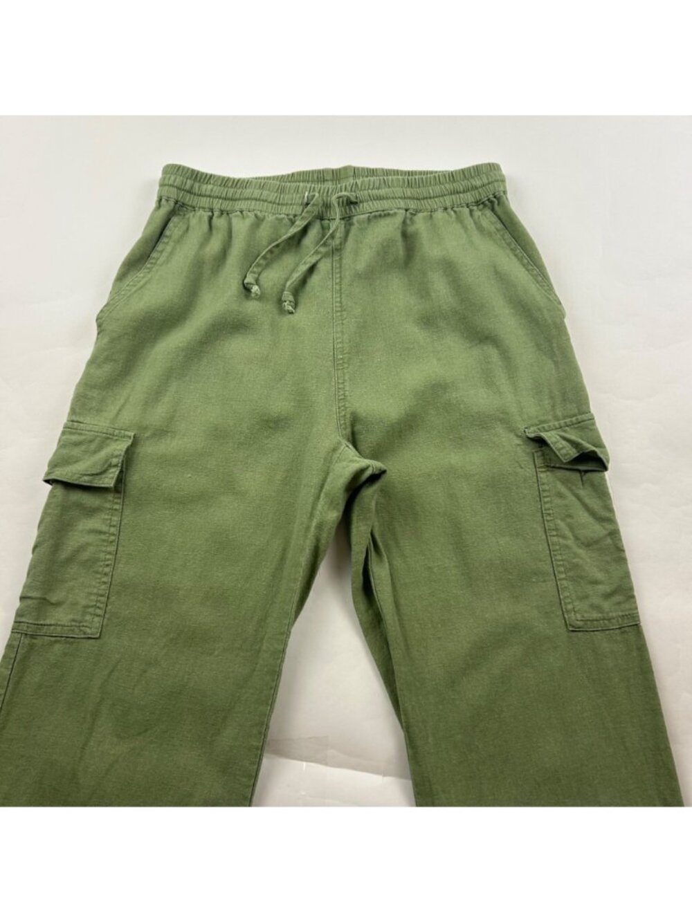 Love Tree Sage Green Linen Blend Cargo Pant S - Picture 2 of 7